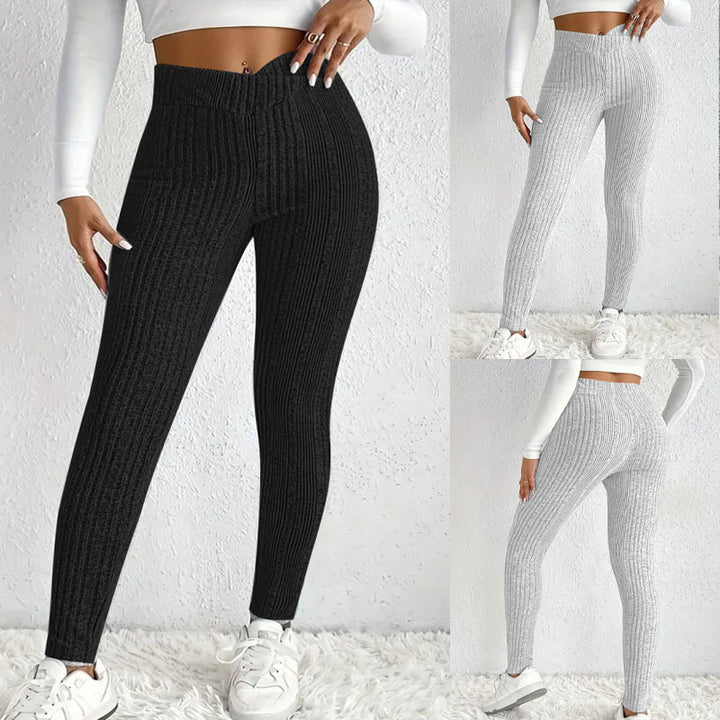 Damer stickleggings med hög midja och fina längsgående ribbor Mirla-Eva Jonsson