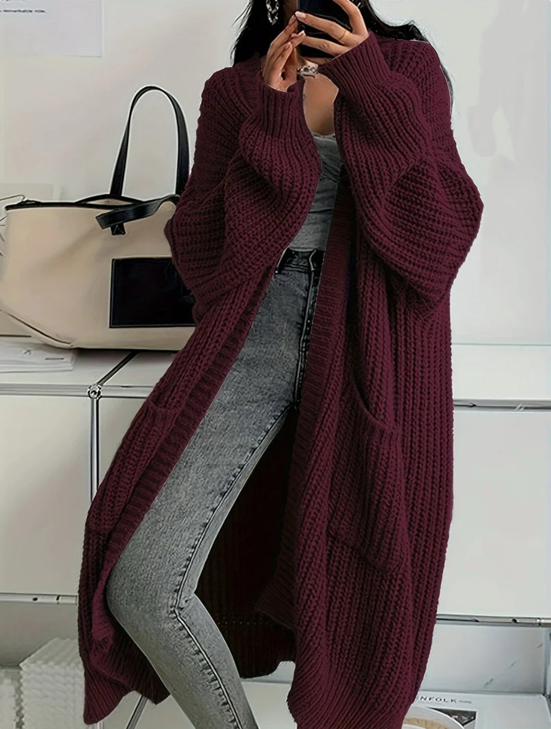 Damer stickmantel i oversized-stil Eva Jonsson-Eva Jonsson
