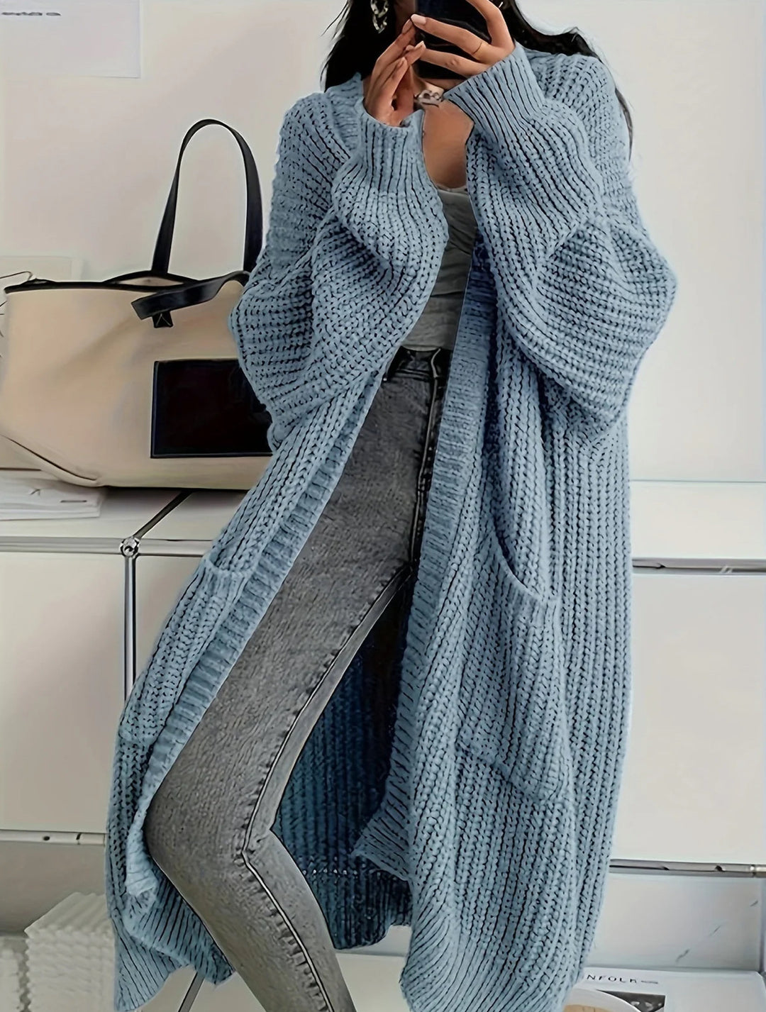Damer stickmantel i oversized-stil Eva Jonsson-Eva Jonsson