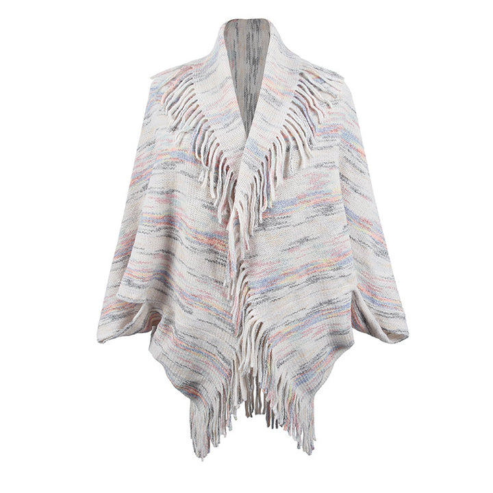Damer stickponcho med lyxiga fransar och modern design Mirla-Eva Jonsson