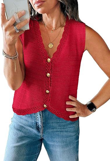 Damer sticktop med V-ringning och knappar Eva Jonsson-Eva Jonsson