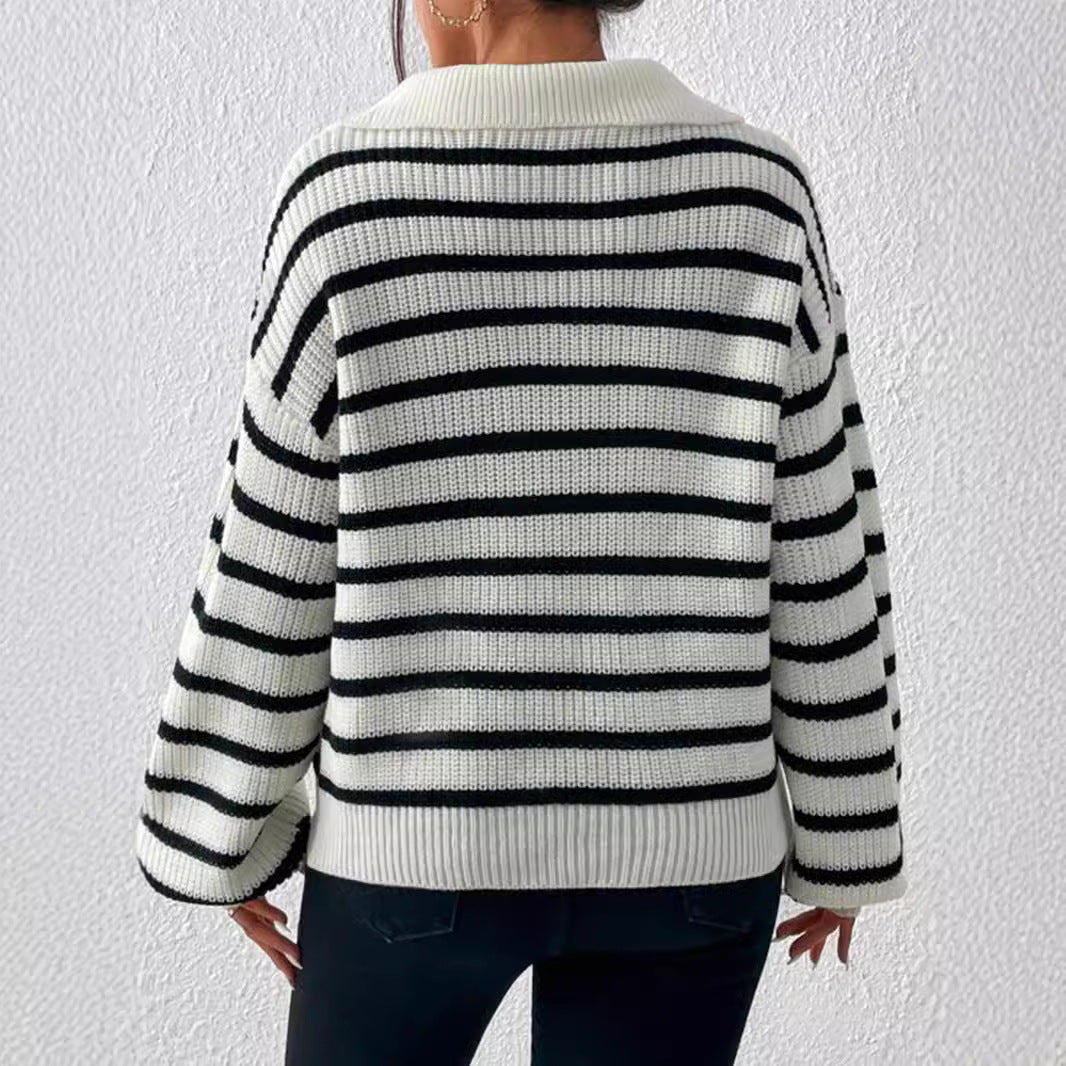 Damer stilfull stickad tröja med hög krage och avslappnad passform Mirla-Eva Jonsson