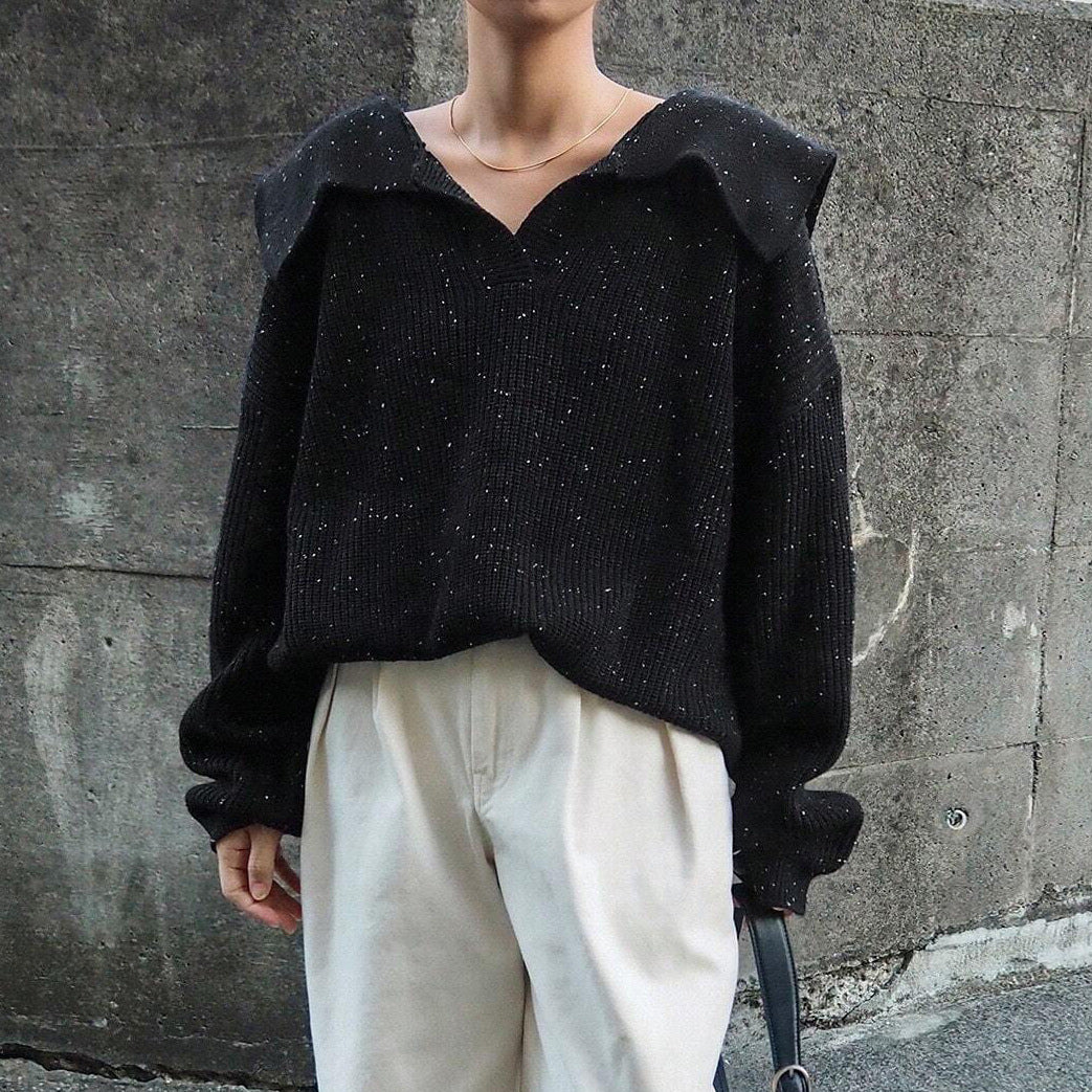 Damer stilig stickad tröja med oversized krage och glittrande detaljer Mirla-Eva Jonsson