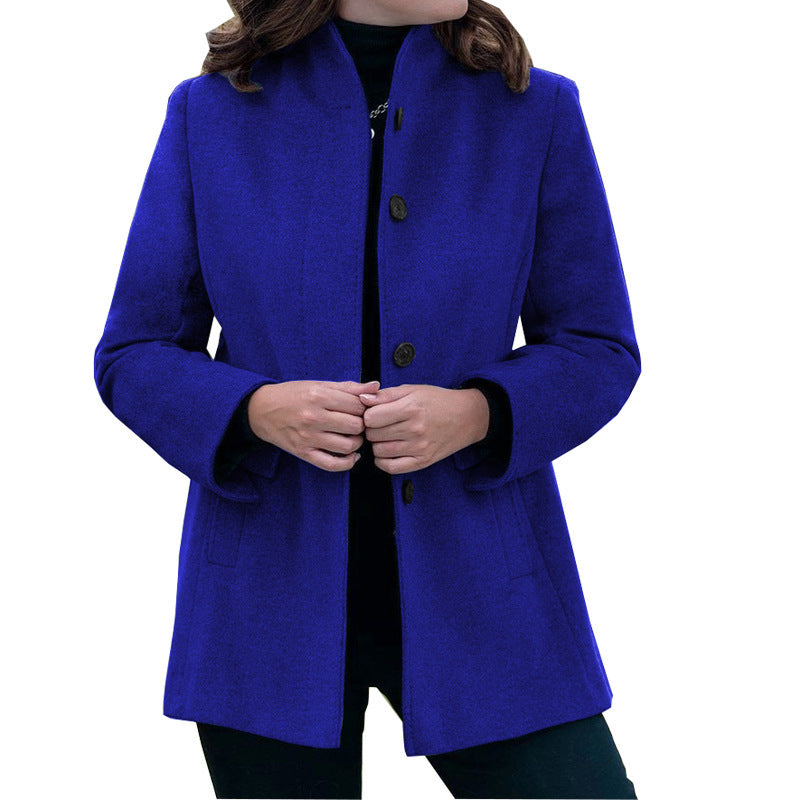 Damer stilig ullkappa med moderne ståkrage og praktiske lommer Mirla-Eva Jonsson