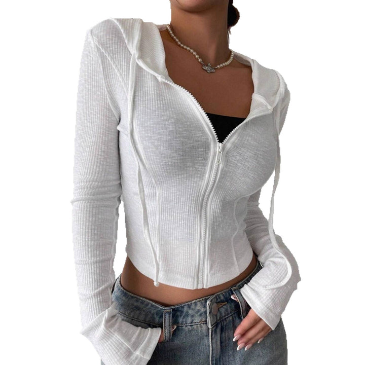 Damer stiliga cropped hoodie-jacka i högkvalitativ ribbstickad Mirla-Eva Jonsson
