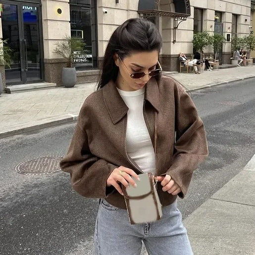 Damer stiliga fleecejacka i oversized-snitt med dragkedja Mirla-Eva Jonsson
