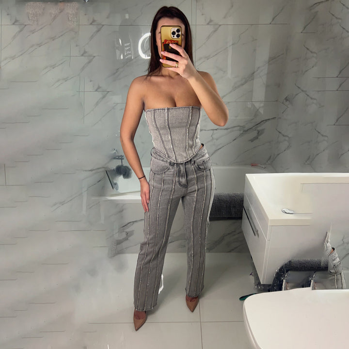 Damer stiliga jeans med glittrande strassdetaljer Mirla-Eva Jonsson