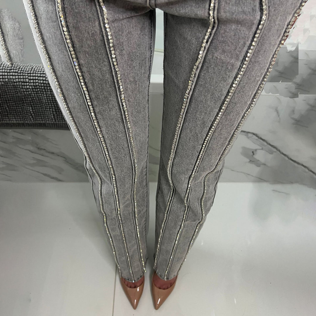 Damer stiliga jeans med glittrande strassdetaljer Mirla-Eva Jonsson