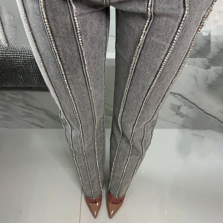 Damer stiliga jeans med glittrande strassdetaljer Mirla-Eva Jonsson