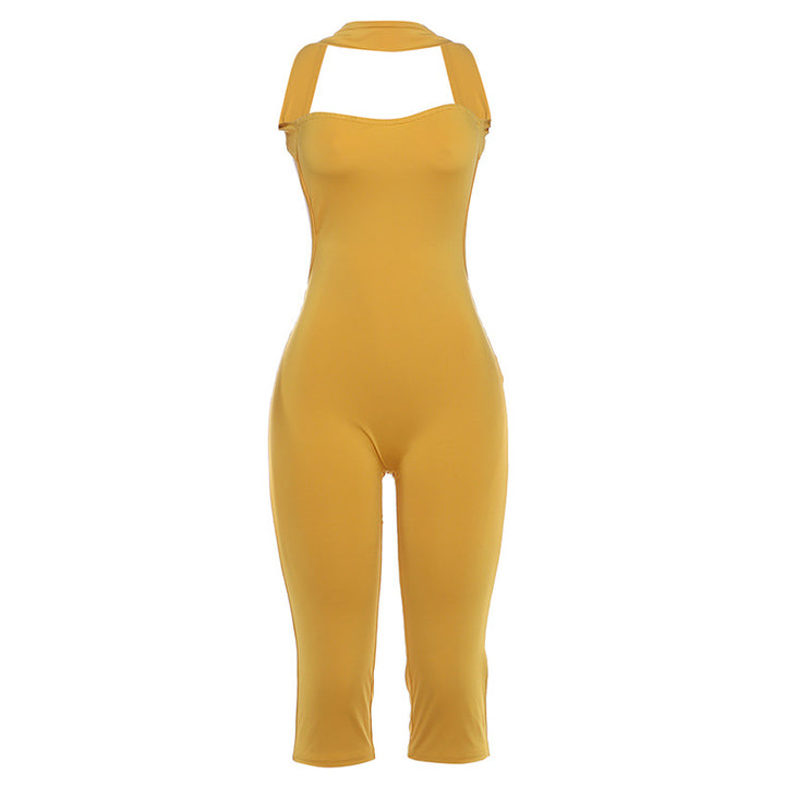 Damer stiliga jumpsuit med smala bärs och asymmetrisk halsringning Mirla-Eva Jonsson