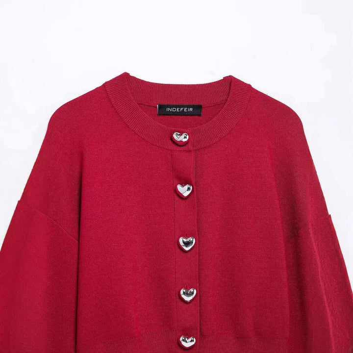 Damer stilren cardigan med hjärtformade knappar Mirla-Eva Jonsson