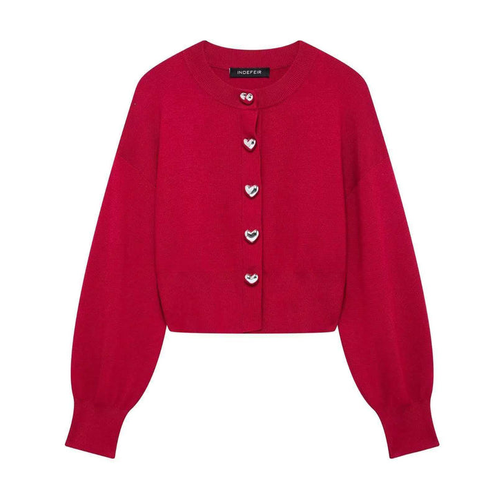 Damer stilren cardigan med hjärtformade knappar Mirla-Eva Jonsson