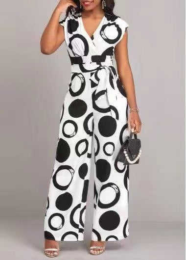 Damer stilren jumpsuit med elegant V-hals och breda ben Mirla-Eva Jonsson