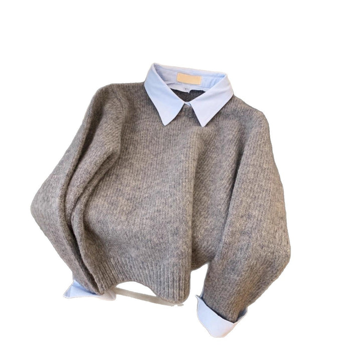 Damer stilren pullover med integrerad skjortkragekombination Mirla-Eva Jonsson