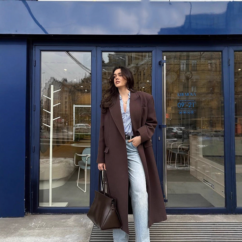 Damer storskalig lång blazer med fickor och klassisk snitt Mirla-Eva Jonsson