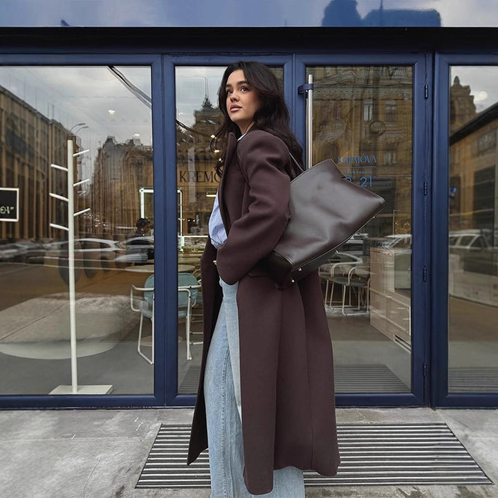 Damer storskalig lång blazer med fickor och klassisk snitt Mirla-Eva Jonsson