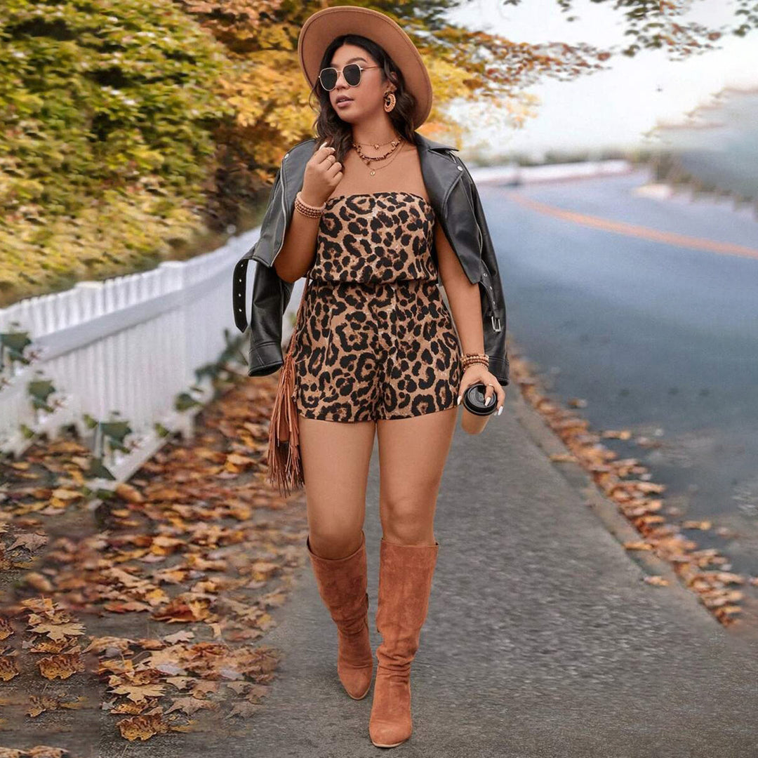 Damer strapless jumpsuit med leopardmönster Mirla-Eva Jonsson
