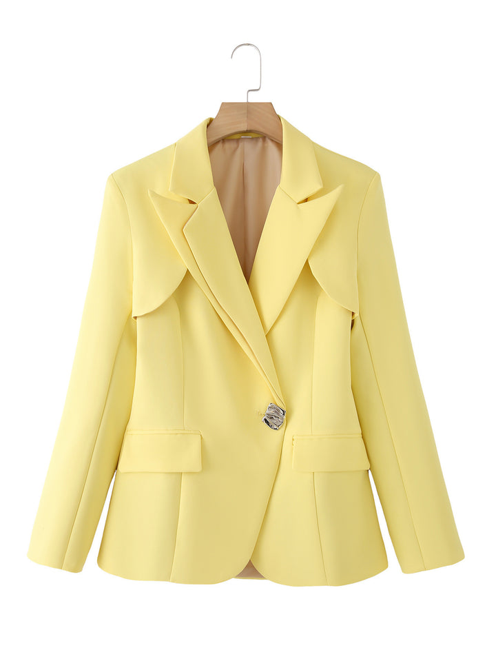 Damer strukturerad blazer med eleganta vikärmar och dekorativ stängning Mirla-Eva Jonsson