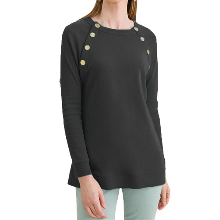 Damer sweatshirt med dekorativa knappar Mirla-Eva Jonsson