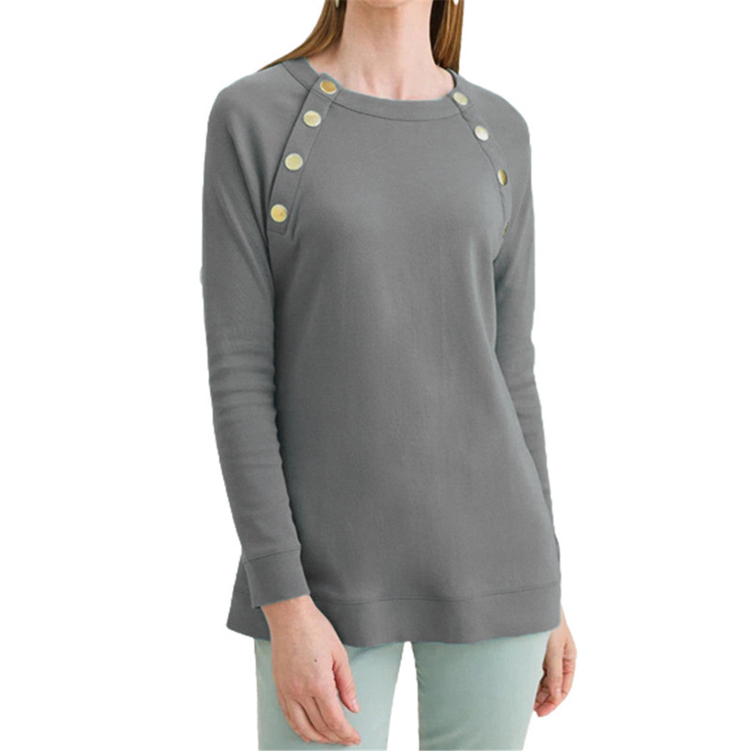 Damer sweatshirt med dekorativa knappar Mirla-Eva Jonsson