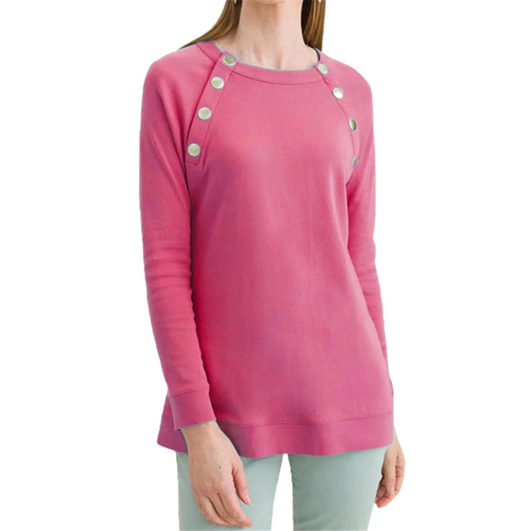 Damer sweatshirt med dekorativa knappar Mirla-Eva Jonsson