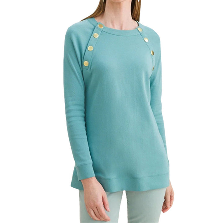 Damer sweatshirt med dekorativa knappar Mirla-Eva Jonsson
