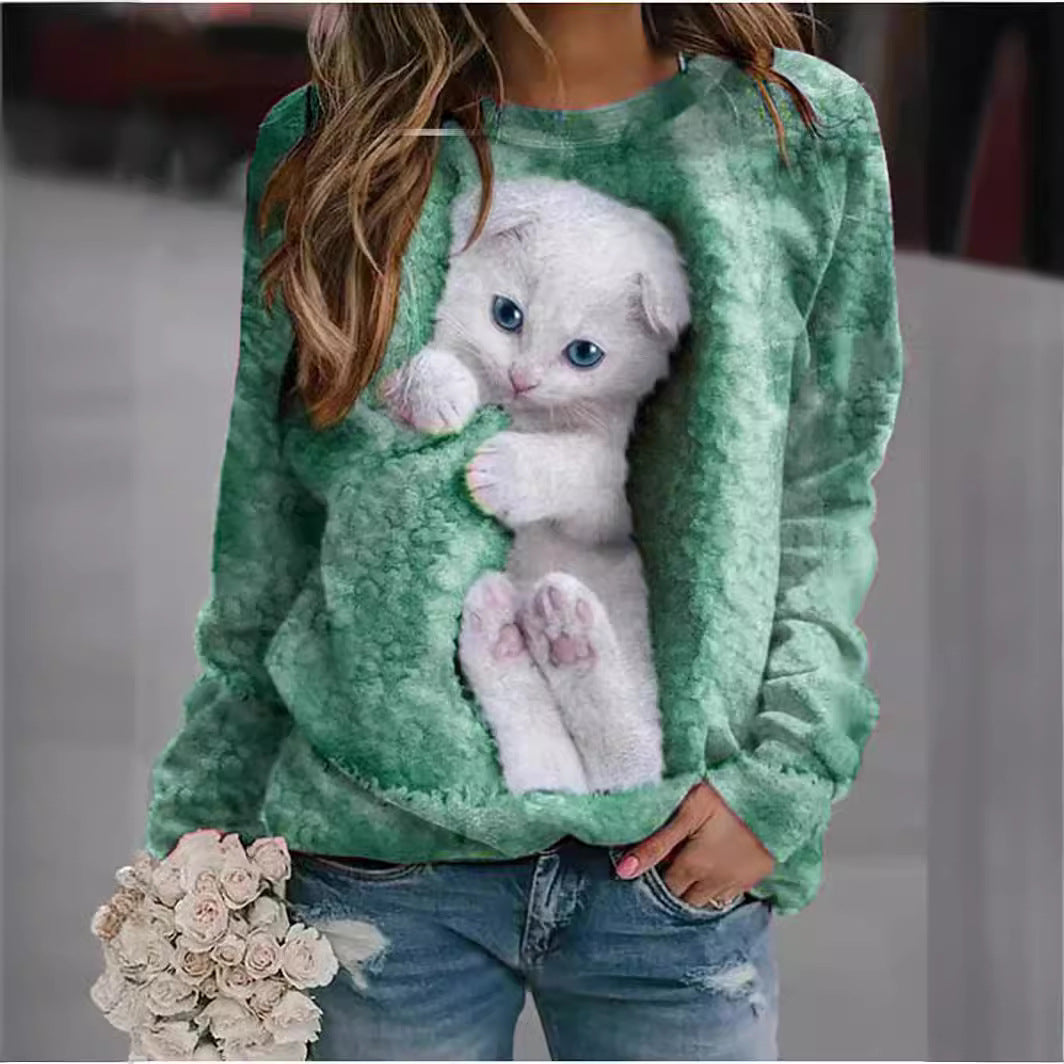 Damer sweatshirt med gulligt djurmotiv Mirla-Eva Jonsson