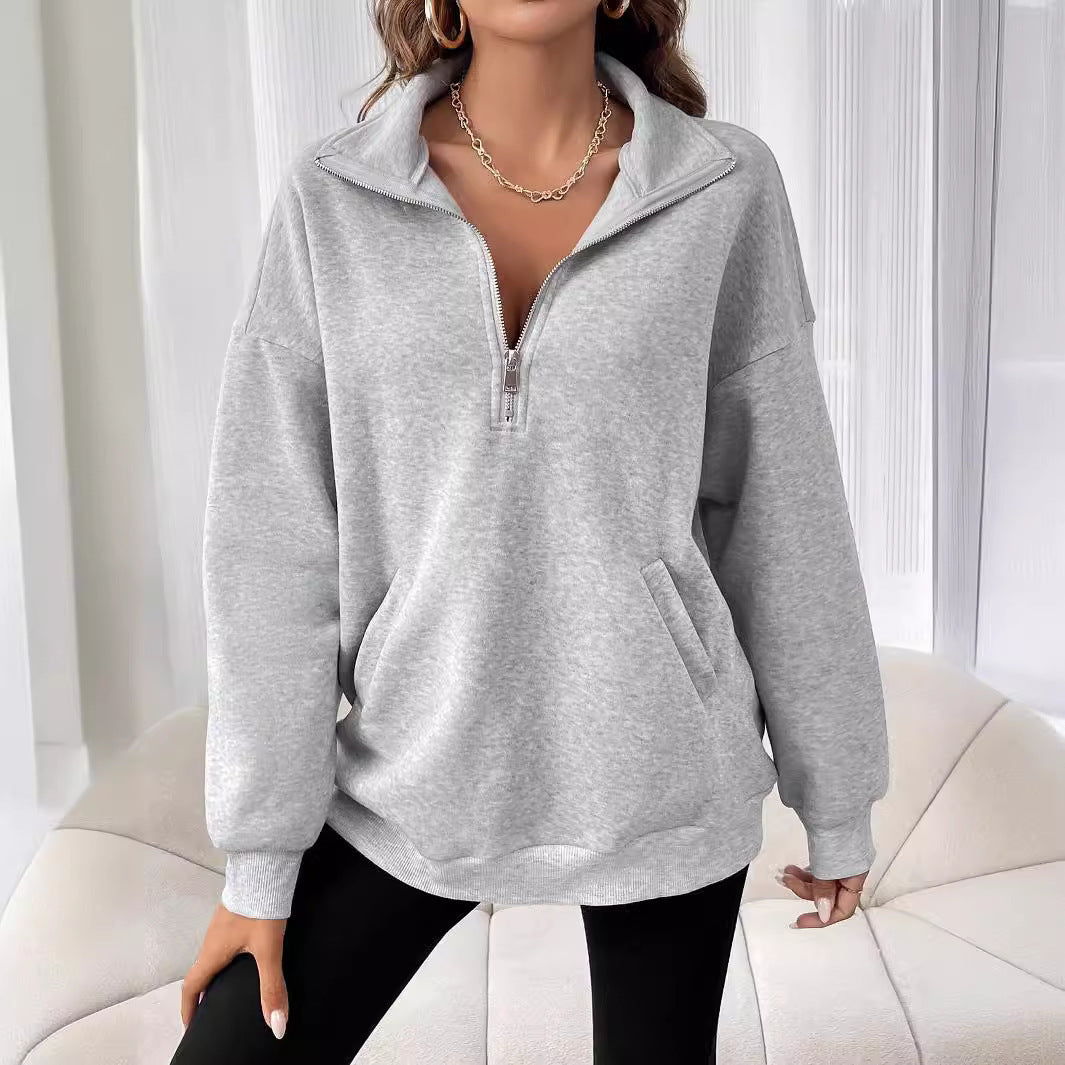 Damer sweatshirt med halv dragkedja och avslappnad passform Mirla-Eva Jonsson