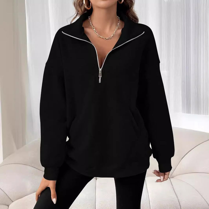 Damer sweatshirt med halv dragkedja och avslappnad passform Mirla-Eva Jonsson