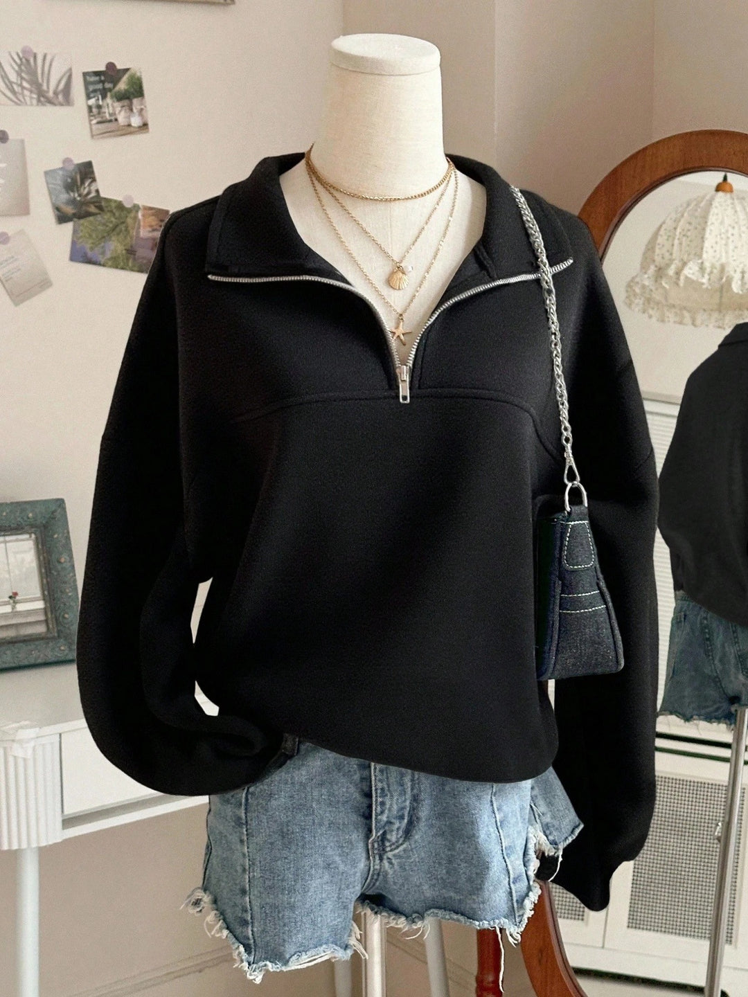 Damer sweatshirt med hög krage Mirla-Eva Jonsson