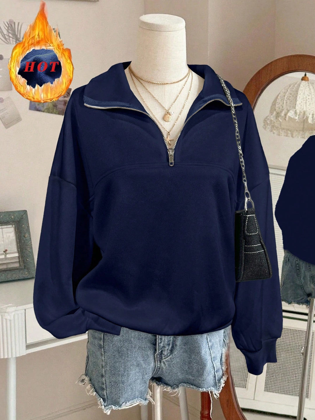 Damer sweatshirt med hög krage Mirla-Eva Jonsson