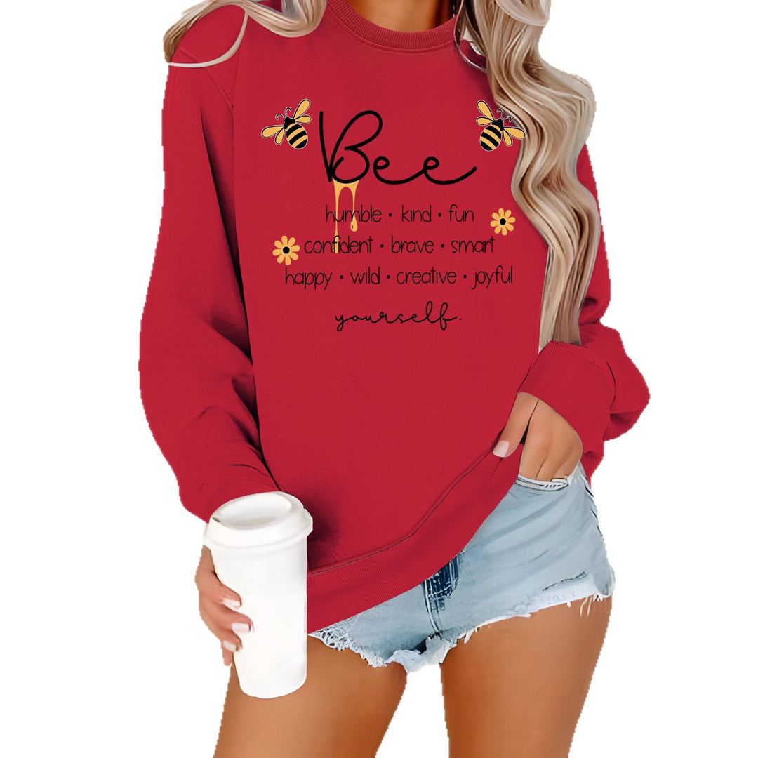 Damer sweatshirt med inspirerande bi-motiv och positiva affirmationer Mirla-Eva Jonsson