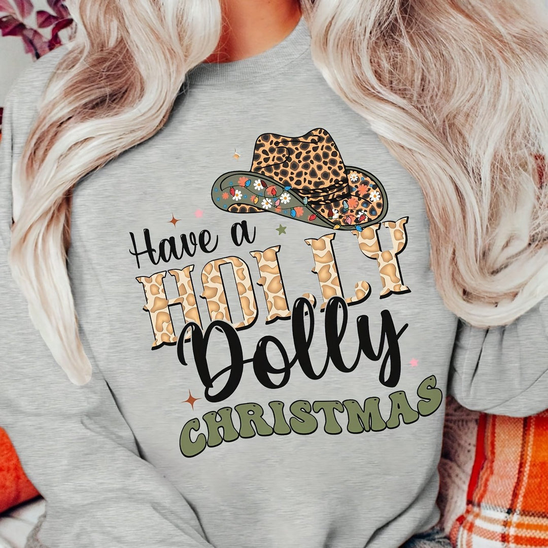Damer sweatshirt med kreativt julmotiv och stilfulla bokstäver Mirla-Eva Jonsson