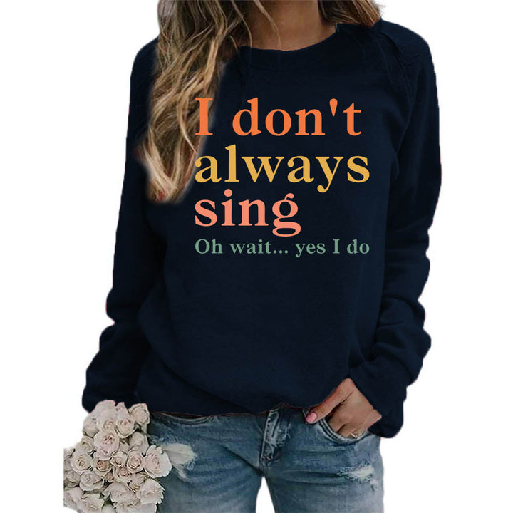 Damer sweatshirt med kreativt slogan och bekväm passform Mirla-Eva Jonsson