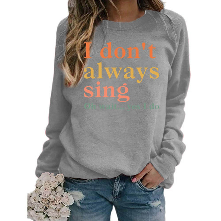 Damer sweatshirt med kreativt slogan och bekväm passform Mirla-Eva Jonsson