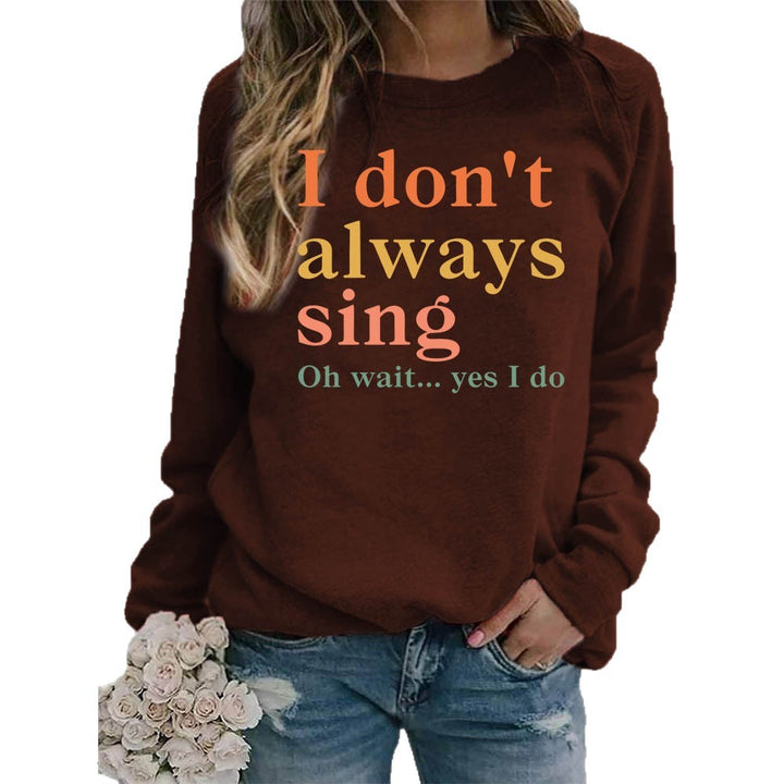 Damer sweatshirt med kreativt slogan och bekväm passform Mirla-Eva Jonsson