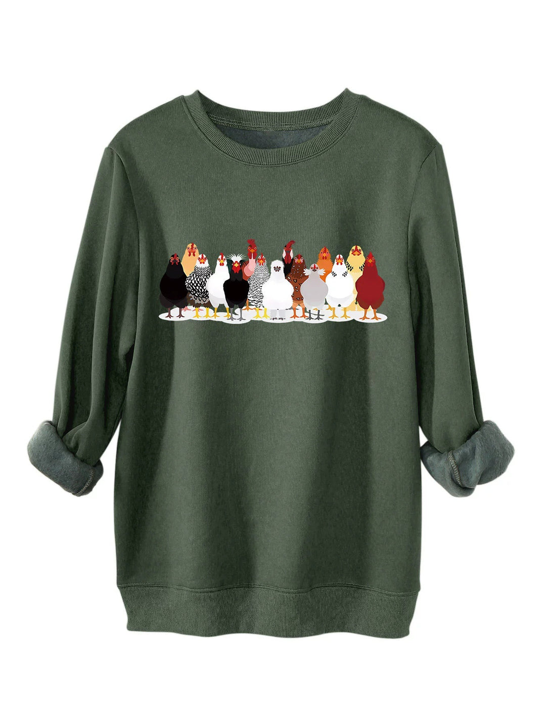 Damer sweatshirt med lekfullt hönsmotiv Mirla-Eva Jonsson