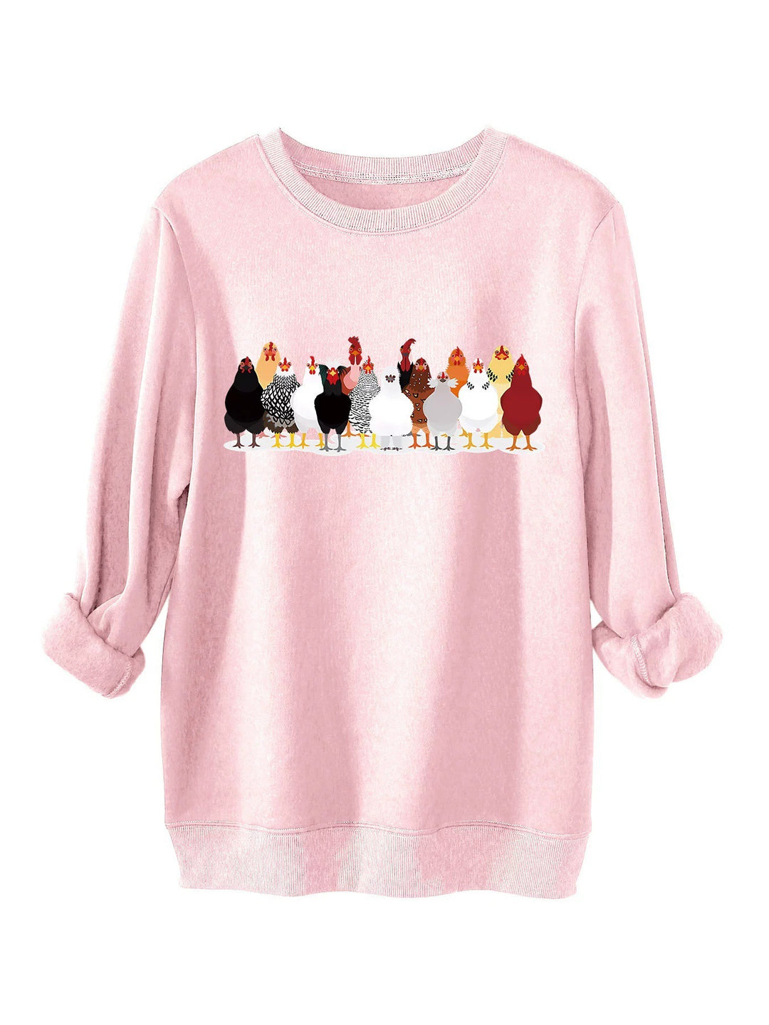 Damer sweatshirt med lekfullt hönsmotiv Mirla-Eva Jonsson