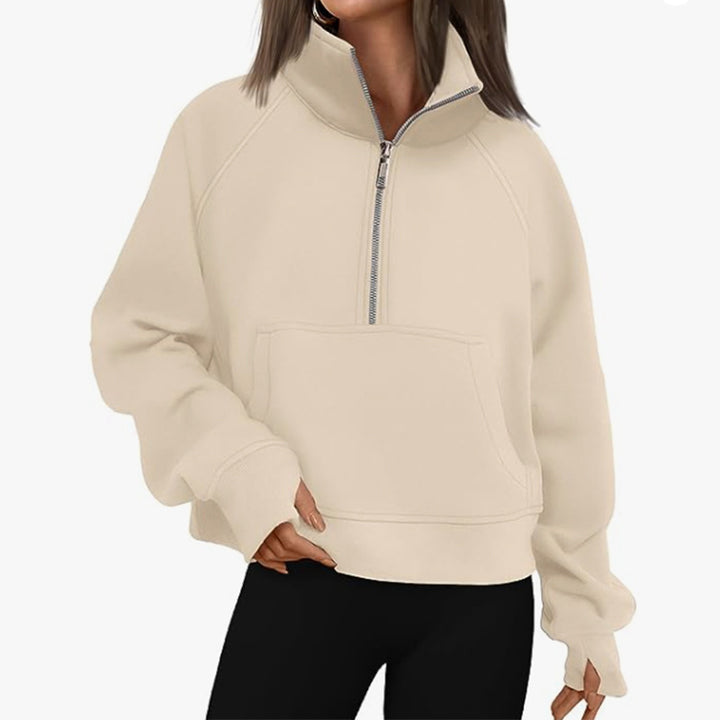 Damer sweatshirt med ståkrage och halv dragkedja Eva Jonsson-Eva Jonsson