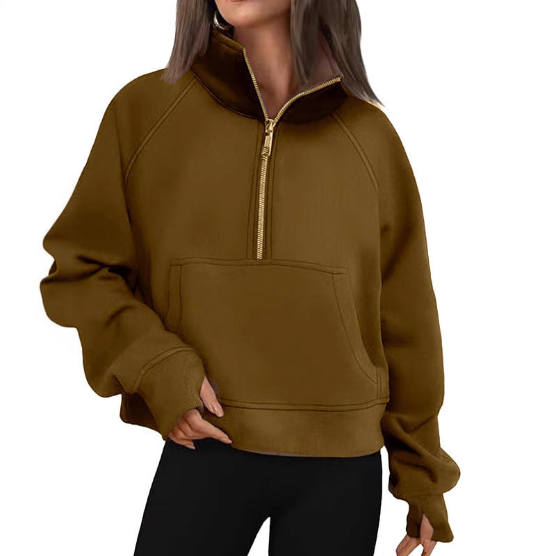 Damer sweatshirt med ståkrage och halv dragkedja Eva Jonsson-Eva Jonsson