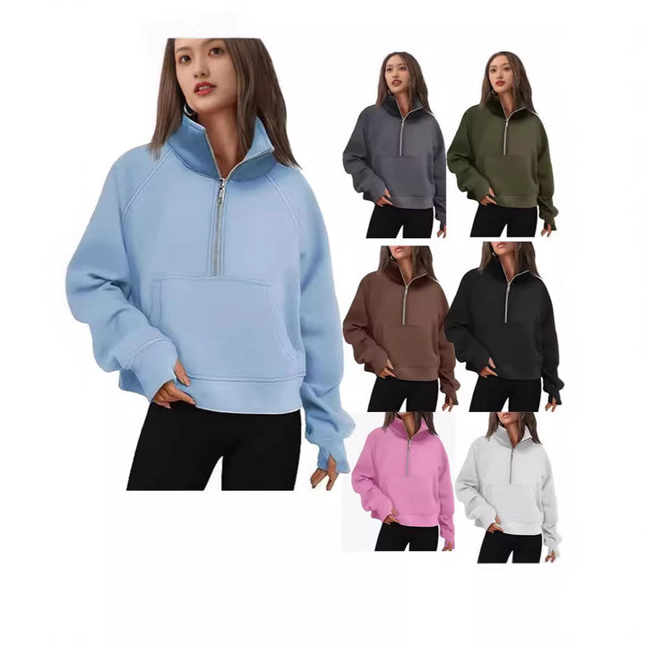 Damer sweatshirt med ståkrage och halv dragkedja Eva Jonsson-Eva Jonsson