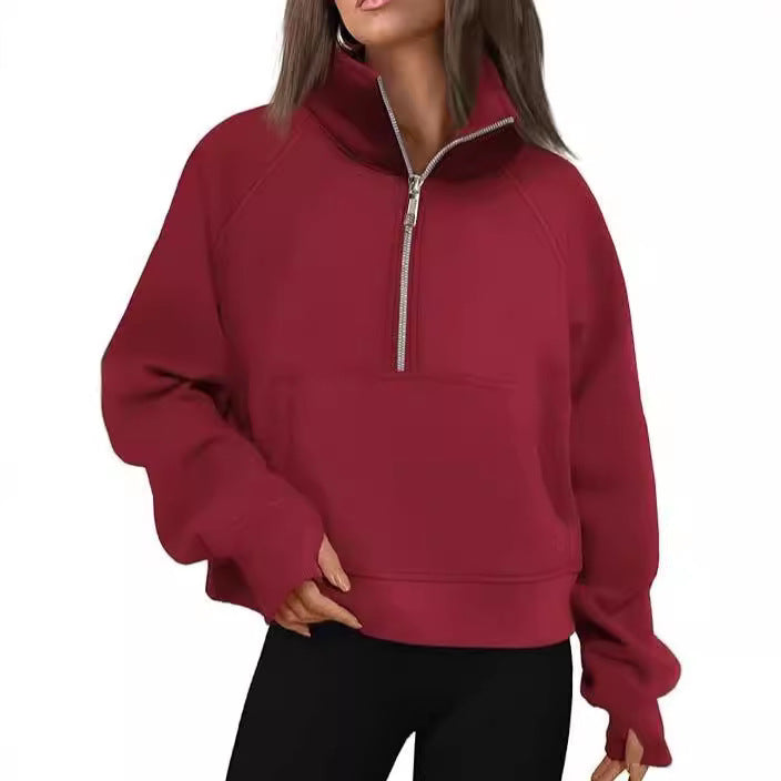 Damer sweatshirt med ståkrage och halv dragkedja Eva Jonsson-Eva Jonsson