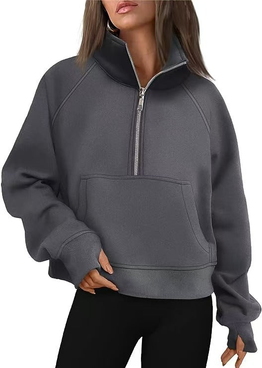 Damer sweatshirt med ståkrage och halv dragkedja Eva Jonsson-Eva Jonsson