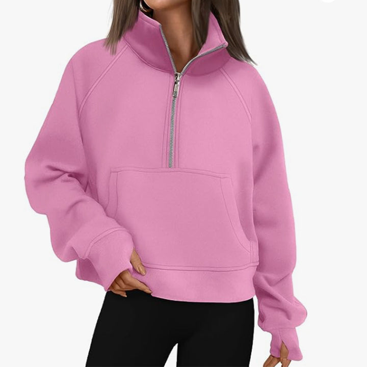 Damer sweatshirt med ståkrage och halv dragkedja Eva Jonsson-Eva Jonsson