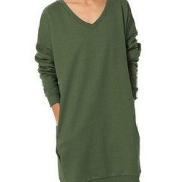 Damer sweatshirtklänning med V-ringning och praktisk fickdesign Mirla-Eva Jonsson