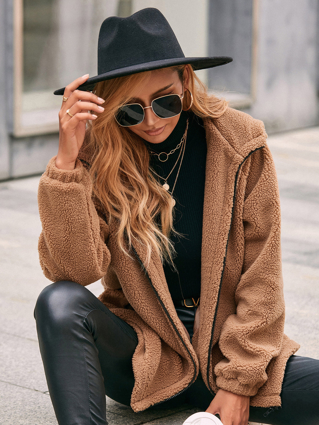 Damer teddy-fleecejacka med praktiska fickor och hög krage Eva Jonsson-Eva Jonsson