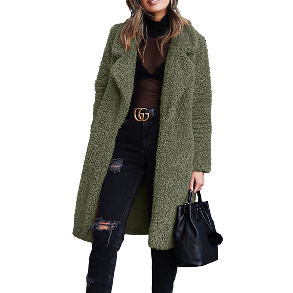 Damer teddy päls kappa med mjukt foder och vid design Mirla-Eva Jonsson
