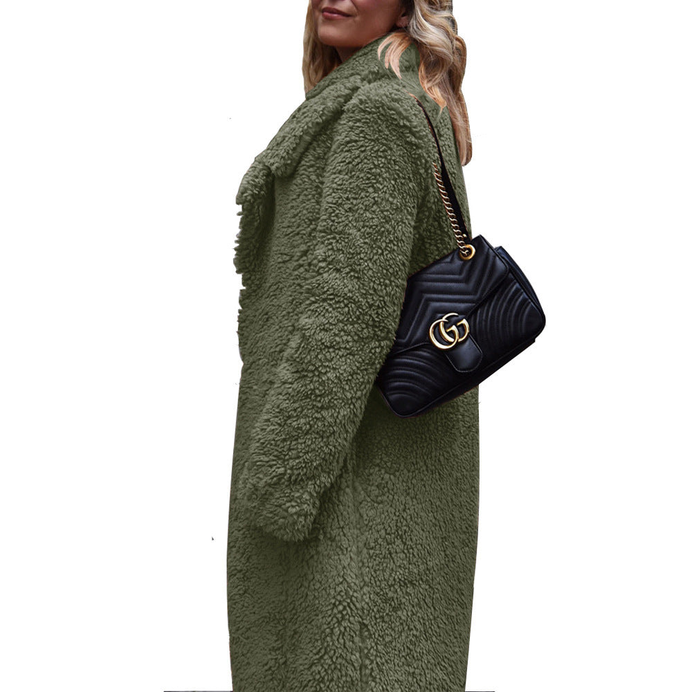 Damer teddy päls kappa med mjukt foder och vid design Mirla-Eva Jonsson
