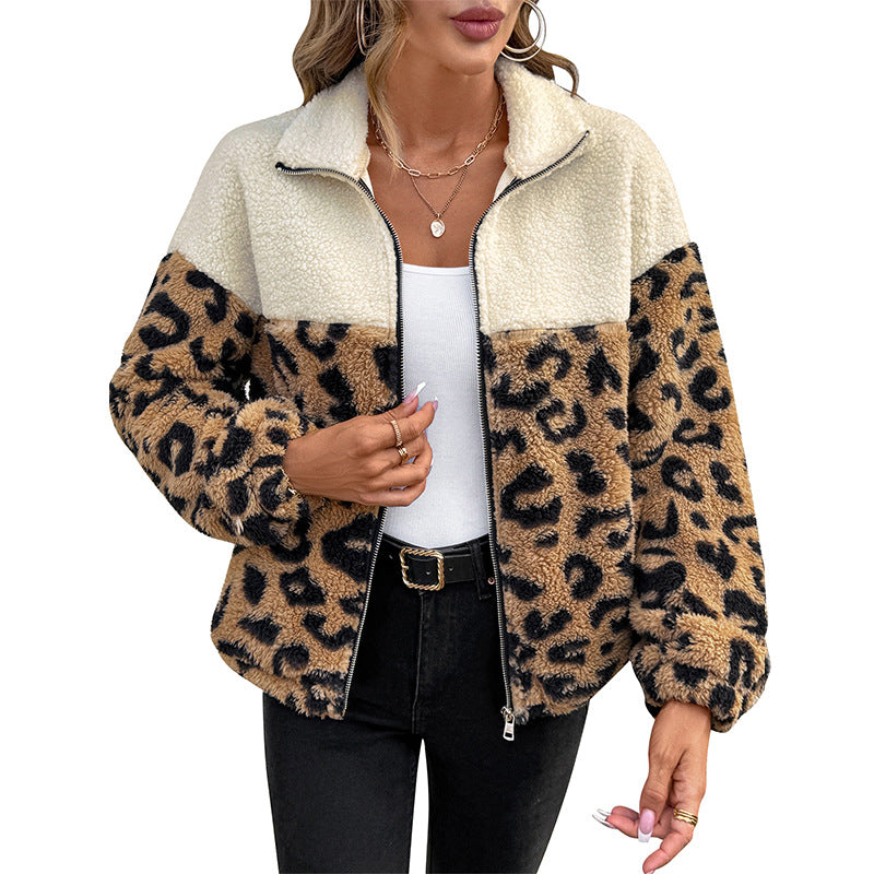 Damer teddyjacka med leopardmönster Mirla-Eva Jonsson
