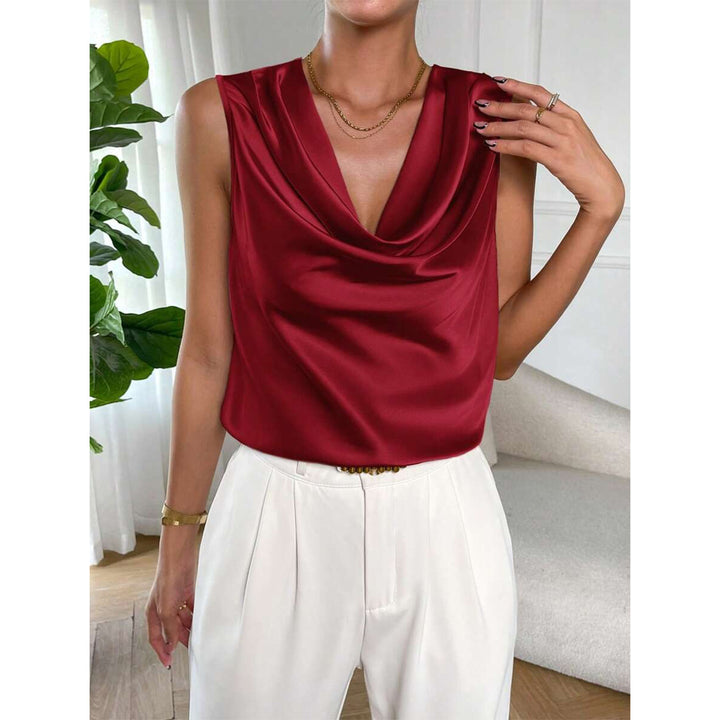 Damer topp med djup rund halsringning och elegant drapering Mirla-Eva Jonsson